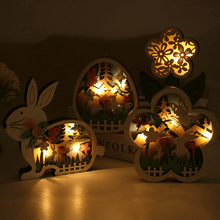 Afbeelding in Gallery-weergave laden, Houten paasdecoratie met LED-licht
