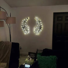 Afbeelding in Gallery-weergave laden, Black Angel Wings metalen vleugels kunst aan de muur met LED-verlichting
