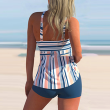 Afbeelding in Gallery-weergave laden, Gestreepte boxer tankini met hoge taille
