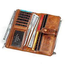 Afbeelding in Gallery-weergave laden, Dames echt lederen clutch lange geld portemonnee
