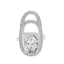 Afbeelding in Gallery-weergave laden, Geometrische diamanten open nagelring
