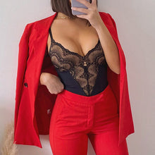 Afbeelding in Gallery-weergave laden, Sexy kanten bodysuit met diepe V-hals
