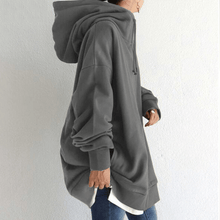 Afbeelding in Gallery-weergave laden, Lange hoodie van fleece met rits en capuchon
