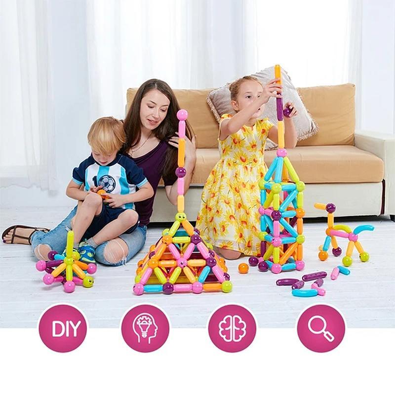 Geomag magnetische stokken edelstenen set 70-delig