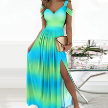 Afbeelding in Gallery-weergave laden, Off-the-shoulder jurk met V-hals en split
