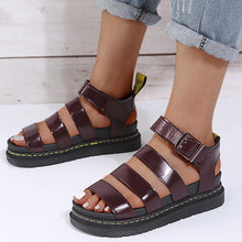 Afbeelding in Gallery-weergave laden, Platform zomersandalen met open teen en dikke zolen
