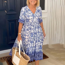 Afbeelding in Gallery-weergave laden, Boheemse zomerjurk met V-hals voor dames
