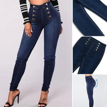 Afbeelding in Gallery-weergave laden, Double-breasted skinny jeans met hoge taille
