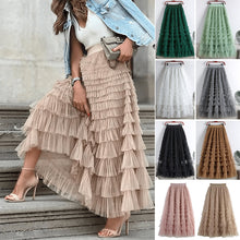 Afbeelding in Gallery-weergave laden, Gelaagde elastische taille tule maxi rok
