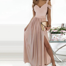 Afbeelding in Gallery-weergave laden, Off-the-shoulder jurk met V-hals en split
