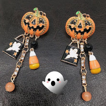 Afbeelding in Gallery-weergave laden, Pumpkin Ghost Creative Halloween-oorbellen met kwastjes
