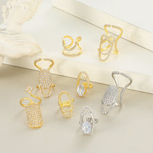 Afbeelding in Gallery-weergave laden, Geometrische diamanten open nagelring
