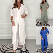 Afbeelding in Gallery-weergave laden, Casual tweedelig pak met lange top en bijpassende broek
