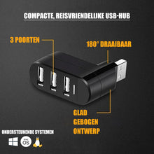 Afbeelding in Gallery-weergave laden, Mini draaibare 3-poorts USB-hub
