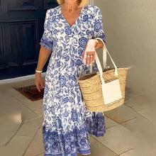 Afbeelding in Gallery-weergave laden, Boheemse zomerjurk met V-hals voor dames
