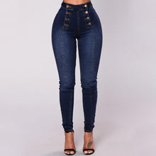 Afbeelding in Gallery-weergave laden, Double-breasted skinny jeans met hoge taille
