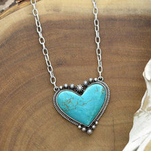 Afbeelding in Gallery-weergave laden, Boho Turkoois Hart Hanger Ketting
