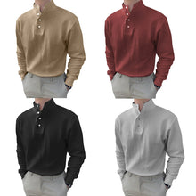 Afbeelding in Gallery-weergave laden, Heren poloshirt met mandarijnkraag en lange mouwen
