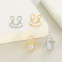 Afbeelding in Gallery-weergave laden, Geometrische diamanten open nagelring
