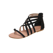 Afbeelding in Gallery-weergave laden, Platte zomersandalen met gekruiste bandjes en rits
