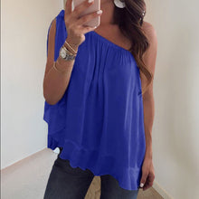 Afbeelding in Gallery-weergave laden, Een schouder gegolfde tops T-shirt losse casual bloes
