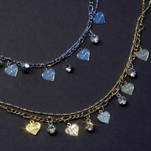 Afbeelding in Gallery-weergave laden, Hart enkelbandje met dubbele laag strass steentjes
