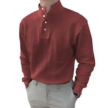 Afbeelding in Gallery-weergave laden, Heren poloshirt met mandarijnkraag en lange mouwen
