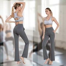 Afbeelding in Gallery-weergave laden, Yoga broeken met hoge taille en uitlopende pijpen voor dames
