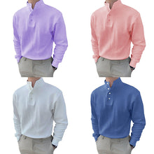 Afbeelding in Gallery-weergave laden, Heren poloshirt met mandarijnkraag en lange mouwen
