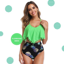 Afbeelding in Gallery-weergave laden, Gewatteerde, hoog getailleerde bikini met ruches
