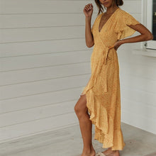 Afbeelding in Gallery-weergave laden, Boho zomerjurk met V-hals en stippen
