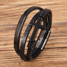 Afbeelding in Gallery-weergave laden, Cross gevlochten meerlagige lederen armband
