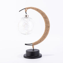 Afbeelding in Gallery-weergave laden, Handgemaakte Twine Rattan Bal LED Maanvormige Lamp

