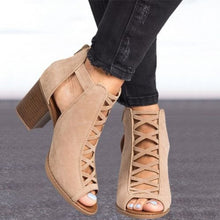 Afbeelding in Gallery-weergave laden, Hoge Romeinse sandalen met dikke hak en peeptoe
