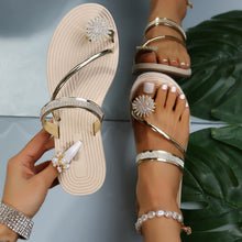 Afbeelding in Gallery-weergave laden, Platte sandalen met glanzende stras steentjes
