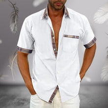 Afbeelding in Gallery-weergave laden, Casual zomerhemd met geruite kraag en knoop voor heren
