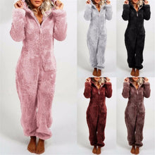 Afbeelding in Gallery-weergave laden, Pluche fleece romper eendelige pyjama voor vrouwen
