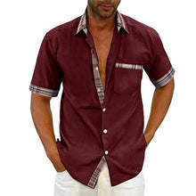 Afbeelding in Gallery-weergave laden, Casual zomerhemd met geruite kraag en knoop voor heren
