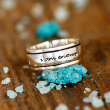 Afbeelding in Gallery-weergave laden, "I Am Enough" Zilveren Meditatie Draaibare Angst Ring
