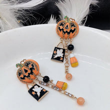 Afbeelding in Gallery-weergave laden, Pumpkin Ghost Creative Halloween-oorbellen met kwastjes

