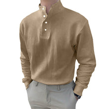Afbeelding in Gallery-weergave laden, Heren poloshirt met mandarijnkraag en lange mouwen

