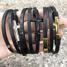Afbeelding in Gallery-weergave laden, Cross gevlochten meerlagige lederen armband
