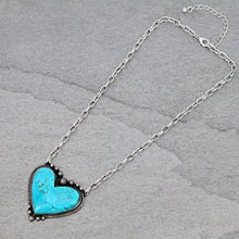 Afbeelding in Gallery-weergave laden, Boho Turkoois Hart Hanger Ketting
