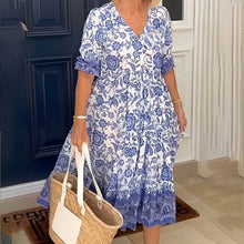 Afbeelding in Gallery-weergave laden, Boheemse zomerjurk met V-hals voor dames
