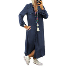 Afbeelding in Gallery-weergave laden, Casual spijkerjurk in effen kleur met lange mouwen voor dames（Pre-sale）
