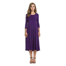 Afbeelding in Gallery-weergave laden, Women's New Mid-sleeve Solid Color Swing Dress
