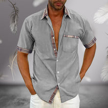 Afbeelding in Gallery-weergave laden, Casual zomerhemd met geruite kraag en knoop voor heren
