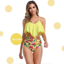 Afbeelding in Gallery-weergave laden, Gewatteerde, hoog getailleerde bikini met ruches

