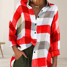 Afbeelding in Gallery-weergave laden, Geruit dames shirt met lange mouwen
