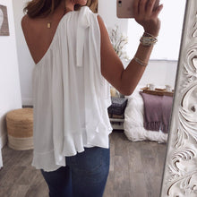 Afbeelding in Gallery-weergave laden, Een schouder gegolfde tops T-shirt losse casual bloes

